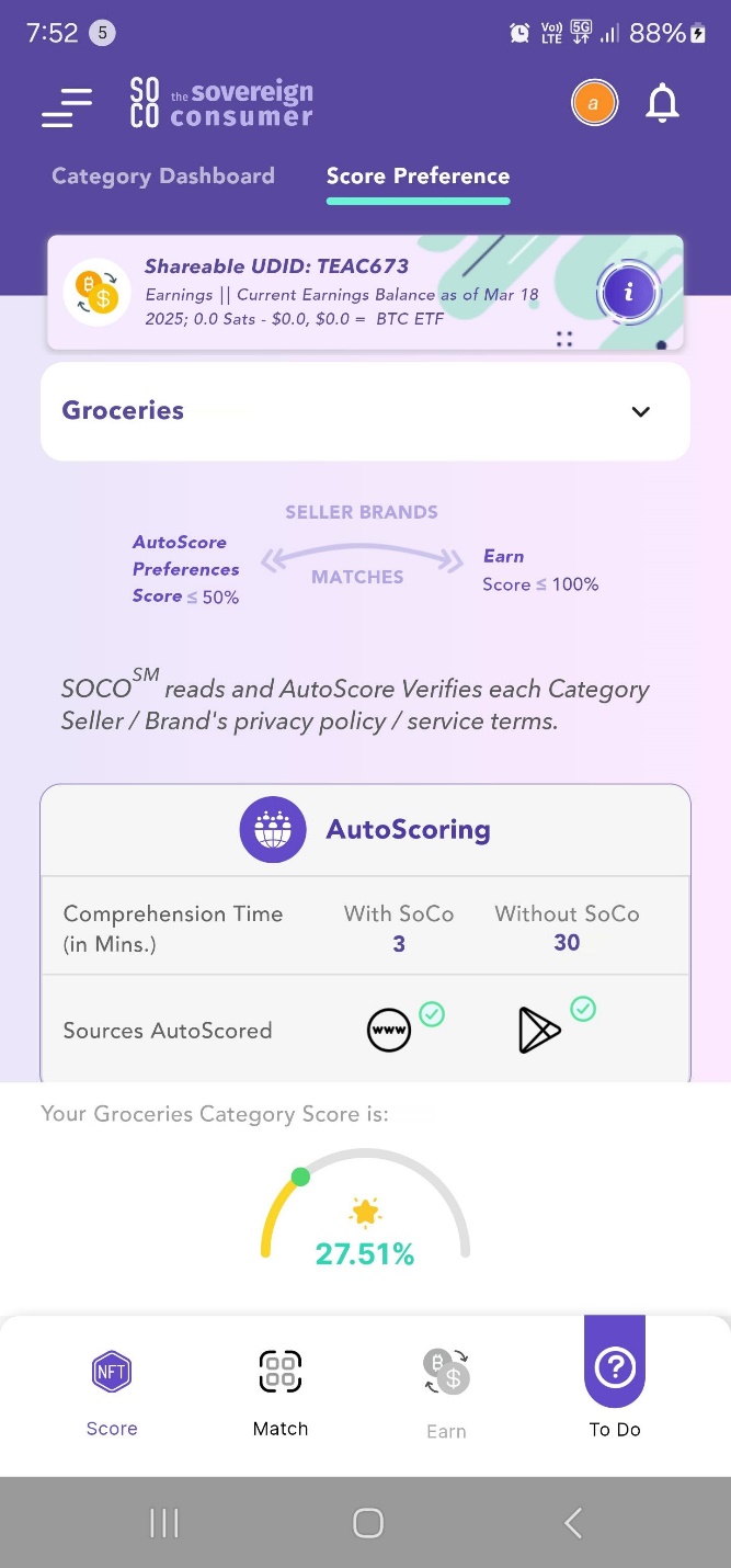 soco AutoScore screen